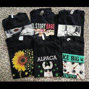 Lot of Mixed Brand Graphic Novelty Shirts Cotton Fun/Weed/Floral/Pot Leaf/Llama